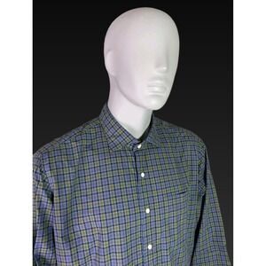 Sid Mashburn Button Up Sport Shirts Mens XL Green Plaid Slim Fit Business Casual